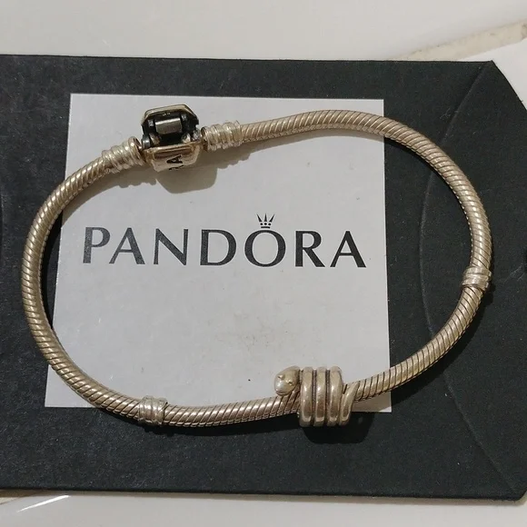 Pandora Sterling Silver 7" Snakechain Bracelet w/ Coiled Snake Charm 790171
